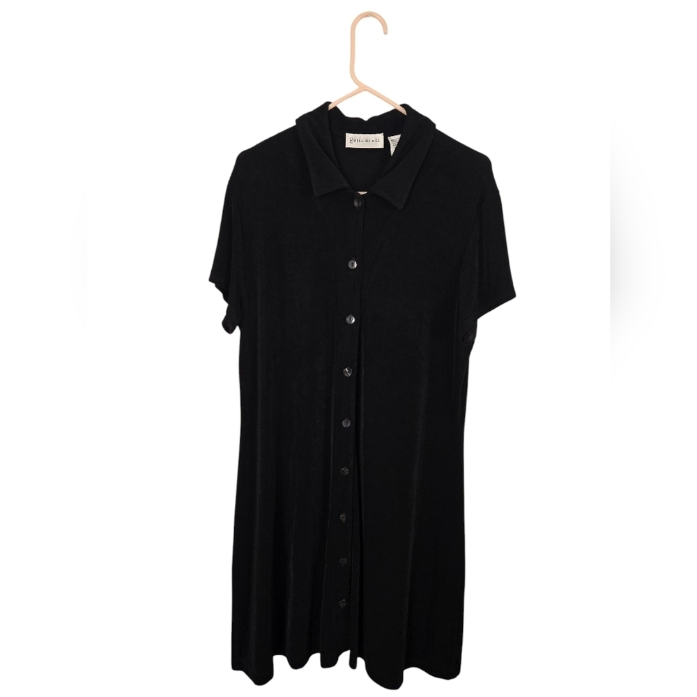 Vintage Bill Blass Women's Size 3 Black Dress Button Down Short Sleeve Collared